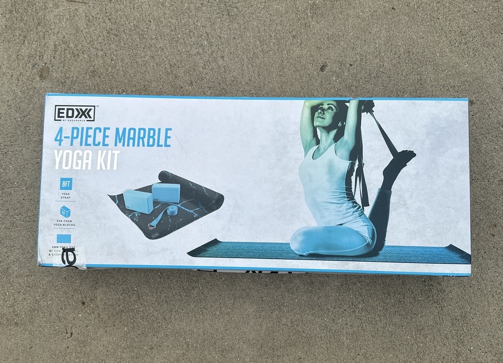 EDX By Endurance 4-Piece Marble Yoga Kit Blue Black