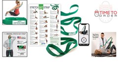 Stretch Out Strap Nylon 6ft with Exercise Poster for Physical Therapy Yoga