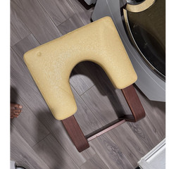 FeetUp Yoga Inversion Stool Wood Stand, Padded Seat, Beige/Brown