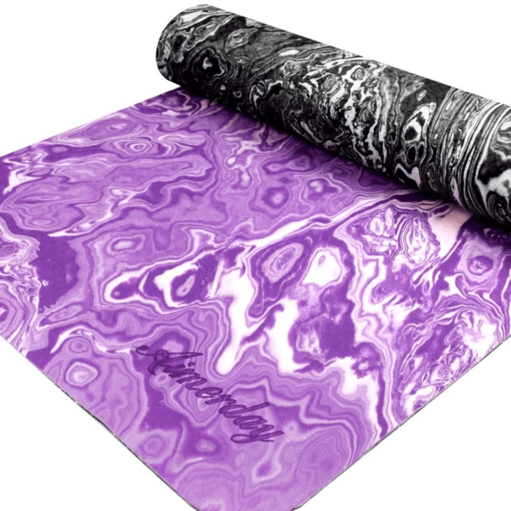 Aimerday Non Slip Yoga Pilates Mat 72”x24” Purple/Pink & Black Carry Strap NEW