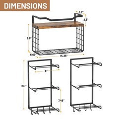 LIDTOP 6Tiers Yoga Mat Holder Wall Mount with Wood Floating Shelves, Yoga Mat…