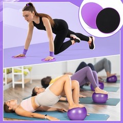 Poen 18 Pcs Purple Home Pilates Ball and Ring Circle Set Yoga Fitness