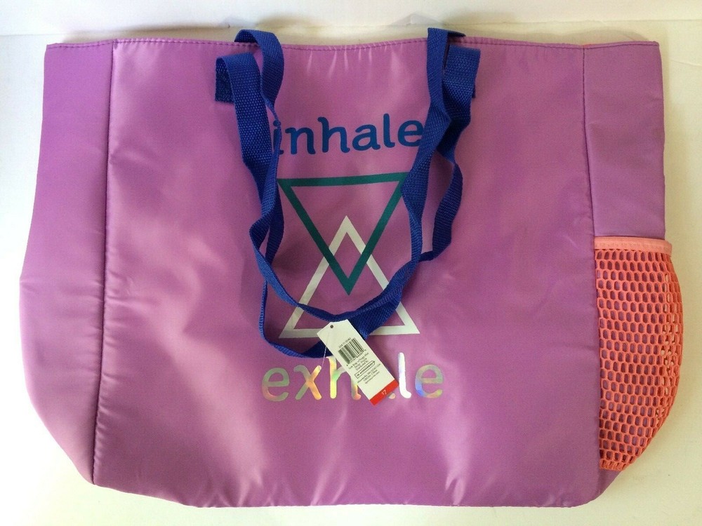 Purple Inhale Tote/Gym Bag With Adjustable Yoga Mat Straps