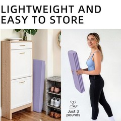 Large Yoga Mat 75″x31″, Foldable Yoga Mat & Travel Yoga Mat, Extra Wide 0.24″…