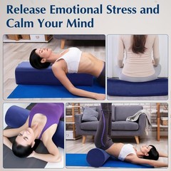 2-Pack Yoga Bolster Pillow Set: Rectangular & Cylinder Pillows for Meditation…