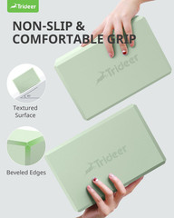 Yoga Blocks 2 Pack, Soft Non-Slip Foam Blocks with Beveled Edges for Alignment a