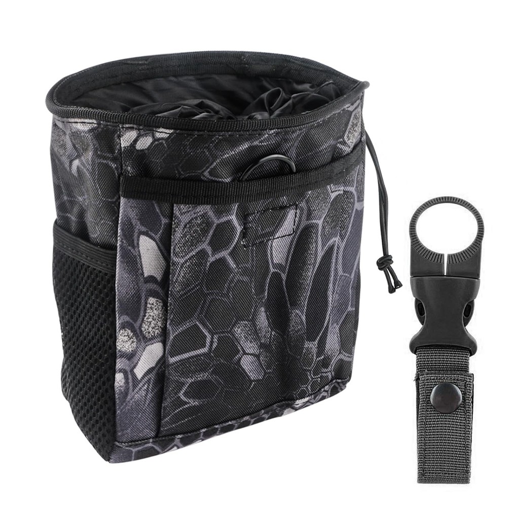 Drawstring Highend Rock Climbing Chalk Bag with a Carabiner black camouflage