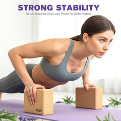 2 Pack Cork Yoga Blocks | Natural Eco-Friendly High Density Non-Slip Yoga Blocks