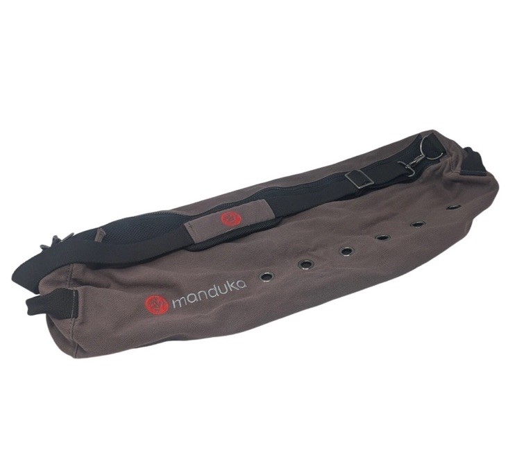 Manduka Yoga Mat Bag Ventilated Duffel 28” Adjustable Strap Gym Carrier Beige