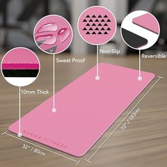 Large Exercise Mat – Extra Thick 10mm Workout Mat (72″x32″) – Non-Slip TPE Yo…