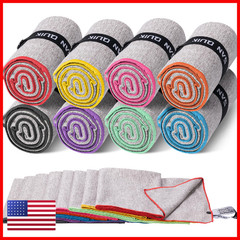 San Quik Microfiber Gym Towels 8 Pack Quick Dry Silver Ion Odor-Free Sweat