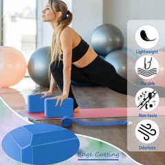 30 Pack Yoga Block and Strap Set 15 Pcs Non-Slip Yoga Blocks with 15 Pcs Meta…