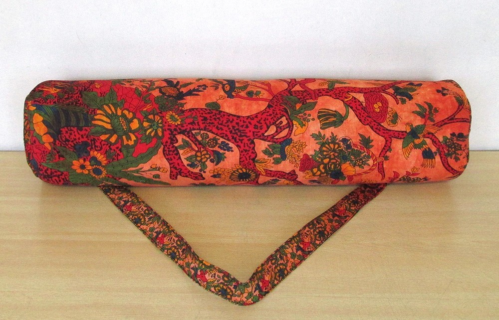 Indian Orange Tie Dye Tree Yoga Mat Carrier Bag Mandala Large Shoulder Strap