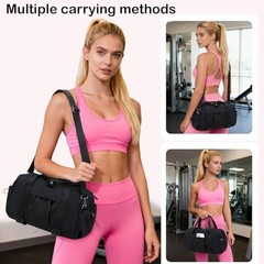 Small Gym Bag for Women, Mini Duffle Bag with Yoga Mat Holder Mini-14″ Black