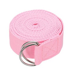 Yoga Strap with Adjustable Metal D Ring Buckle, 10.5ft & Pink