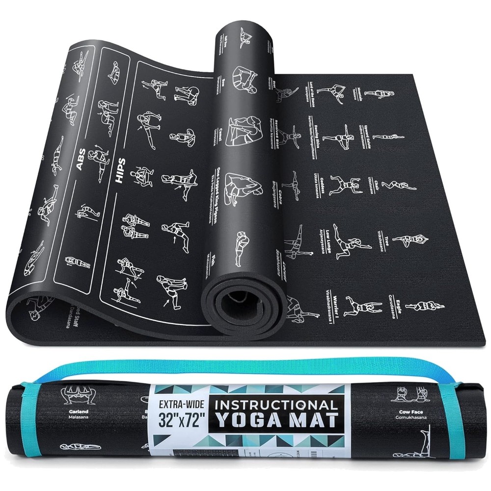 Illustrated Yoga Mat with 75 Poses + Exercises