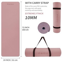Yoga Mat Non Slip Anti-tear,extra thick-2/5 72″x24″x10mm Deep Pink+Grey.