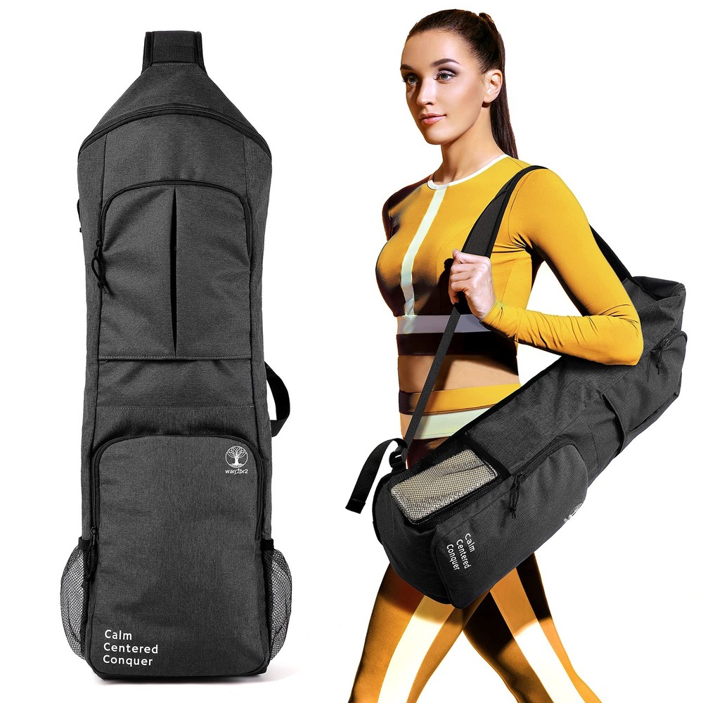 Yoga Mat Bag Carrier – Large Pockets & Water Bottle Holders. Yoga Backpack Fi…