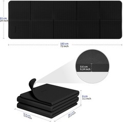 Foldable Yoga Mat for Travel Folding Yoga Mat 6mm Thick with Carrying Bag, No…