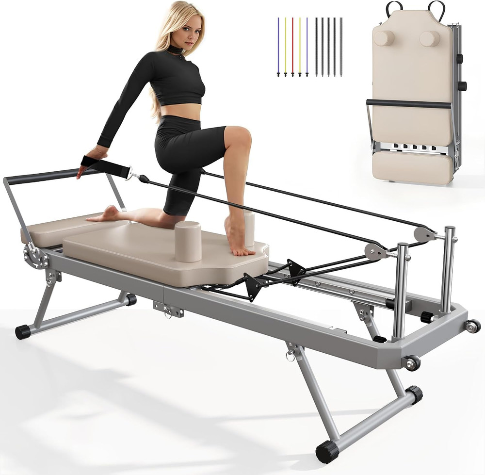 Sogespower Pilates Reformer Machine for Home Gym Workout, Foldable Pilates Equip