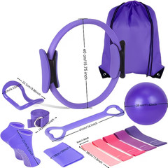 13PCS Yoga Pilates Set Ring Ball Resistance Bands Home Workout Fitness Kit