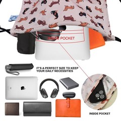 Leakproof Drawstring Backpack Sports Gym Bag Large Capacity With Pocket for S…