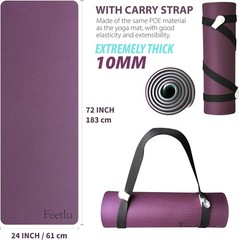 2/5 Inch 10MM Non-Slip Workout Mat Yoga Extra Thick Exercise Yoga Mat with Strap