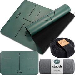 Premium Yoga Set – PU & Natural Rubber Mat + Towel + Strap + Knee Pad – Non-Slip