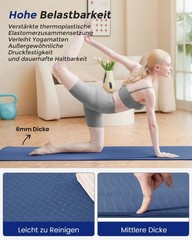 Yoga Mat Non Slip and Eco-Friendly TPE Sports Mat with Carry Strap Gymna…