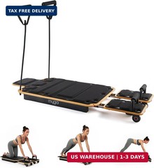 Myga Wooden Pilates Reformer,Home Pilates Machine with Adjustable Resistance and