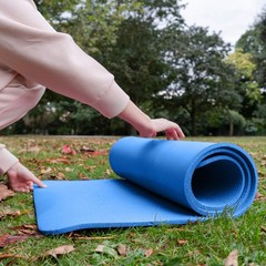 GoCloud 1″ Extra Thick Exercise Yoga Mat with Carrying Strap, Blue (Open Box)