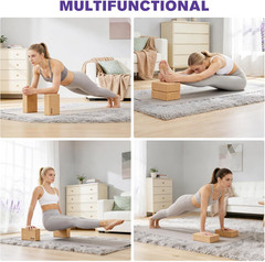 2 Pack Cork Yoga Blocks | Natural Eco-Friendly High Density Non-Slip Yoga Blocks