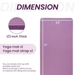 Yoga Mat 1/2 Inch Extra Thick High Density Exercise Mat, Taro Purple