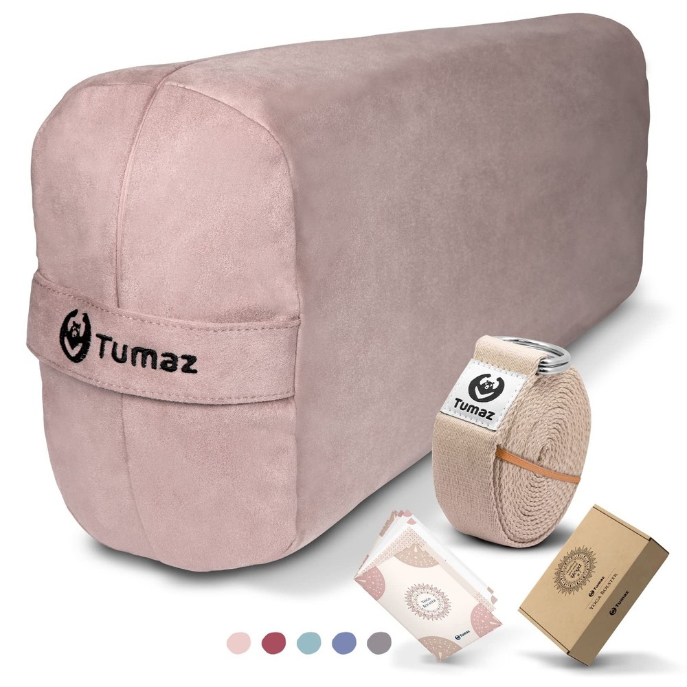 Tumaz Rectangular Yoga Bolster Set – Soft Meditation Pillow with Carry Handle…