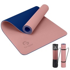 Yoga Mat Non Slip, Eco Friendly Fitness 0.24*24*72 Inches, 2.Pink / Navy Blue