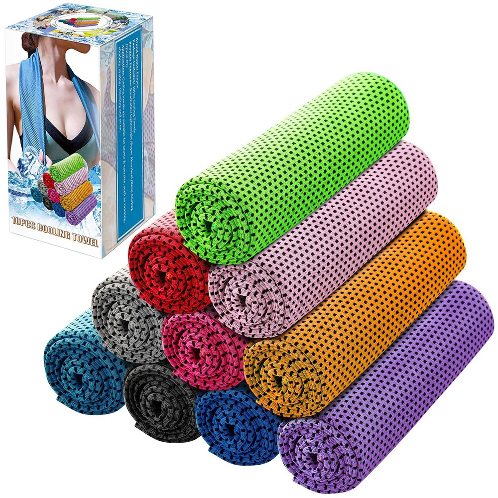 Ponpon 10pcs Cooling Towel Ice Towels for Neck Small, 10 Packs