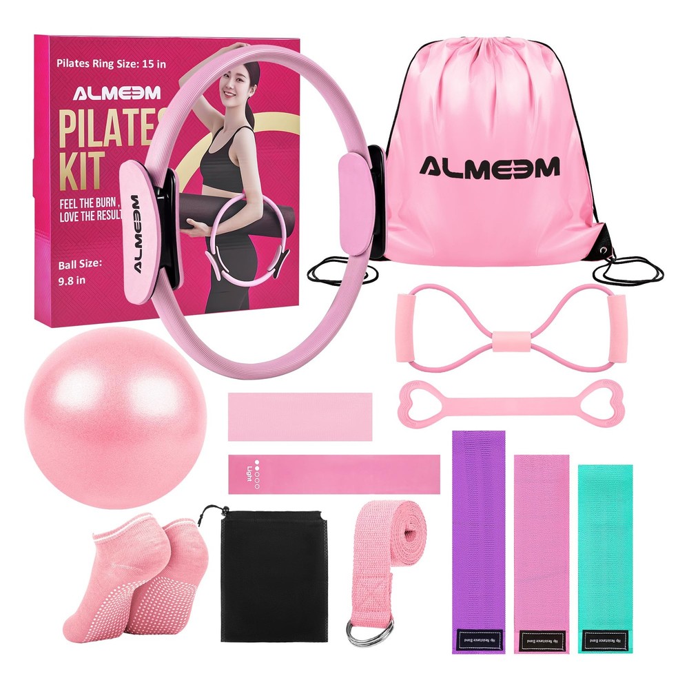 12Pcs Pilates Ring Kit for and Men – 15 inch Circle Exercise Ring and Set for…
