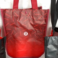 Lululemon Signature Logo Tote Bags Set of Three Red Black Double Handle Small