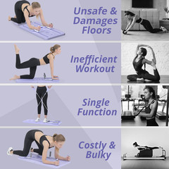 5-in-1 Foldable Pilates Reformer Board for Home Workout & Fitness