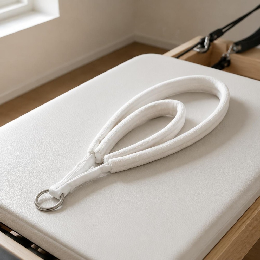Double Loop Pilates Strap White Color Pilates Circle Strap Long-Lasting