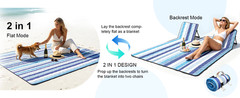 2 in 1 Backrest Chair Picnic Blanket,Light Weight Camping Outdoor Foldable Lazy