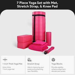 Ultimate 7-Piece Yoga Set with Extra Thick Mat and Accessories for All Workouts