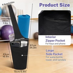 Yoga Mat Bag for , Long Tote Yoga Mat Carrier Holder Bag with Large Size Pock…