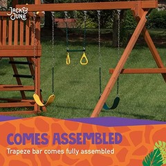 Durable Playset Ring Trapeze Bar and Swing Combo with Large 50” Chains