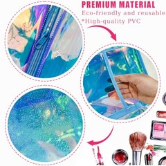 Holographic Clear Tote Bags, Waterproof Shoulder Bag, Clear Holographic Blue