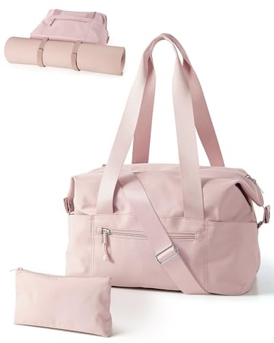 Small Gym Bag with Yoga Mat Holder, Wet Pocket and a Separate Pouch, Small Pink