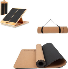 Yoga Essentials Set: Cork Mat & 5-Level Slant Board for Ultimate Flexibility