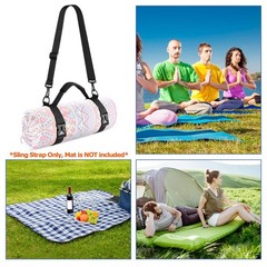 Cosmos Portable Yoga Mat Strap Sling Picnic Blanket Large, Black
