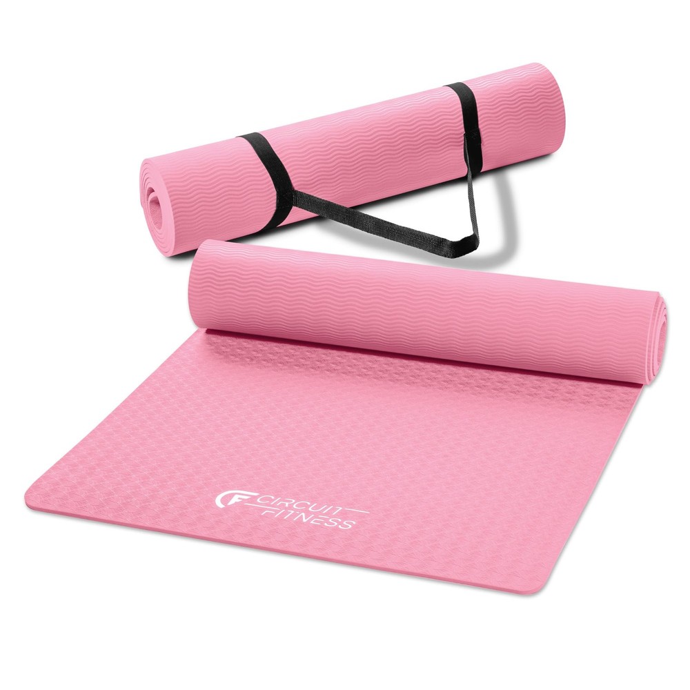Circuit Fitness by 1/4-inch (6mm) Non Slip Multi-Purpose Exercise Yoga Mat wi…