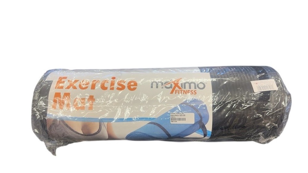 Maximo Fitness Exercise Mat Black Ribbed Non Slip Yoga Pilates Gym Floor Workout